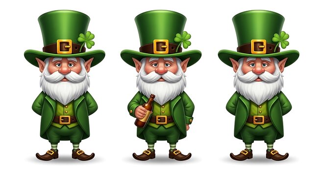 St patrick's day leprechauns in green hats and beards