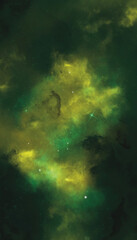 Fototapeta premium Emerald Green Nebula, Deep Space Painting