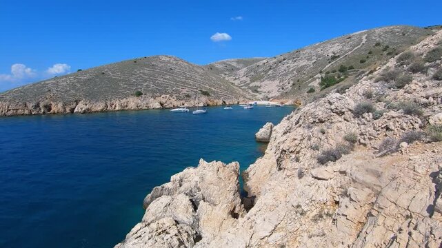 Adriatic rocky coastline and deep blue sea