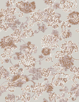 botanical floral fern floral leaves Vector geometric vector bleeding madras color beige tan grey plaid checks white linen textures seamless pattern design striped textured. jacquard weave or print des