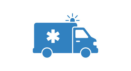 Blue Ambulance Icon with Star of Life Symbol. © Rifky