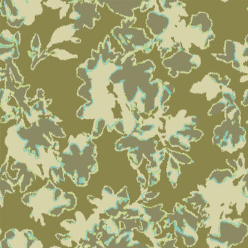 Vector geometric floral  vector bleeding madras oil green beige linen textures seamless pattern design striped textured. jacquard weave or print  design