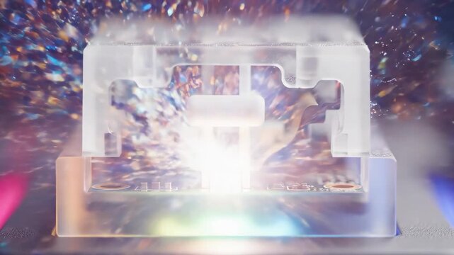 Extreme Macro Close Up Mechanical Keyboard Switch Mechanism with R G B Lighting and Glitter Particles