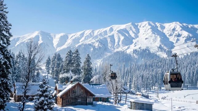 gulmarg kashmir india winter mountain landscape  video
