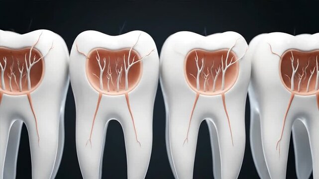 Medical illustration of human teeth dental anatomy close up