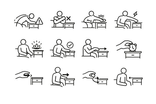 Calm awareness icon avoid extended bedside arm vector logic safety crossed overreach