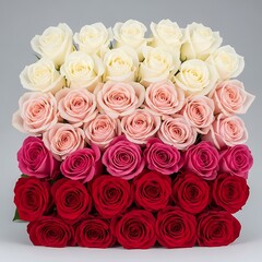 Obraz premium Beautiful arrangement of roses in gradual color transition