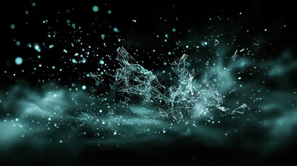 An abstract digital depiction of a complex interconnected network glowing with light in a dark cosmic background