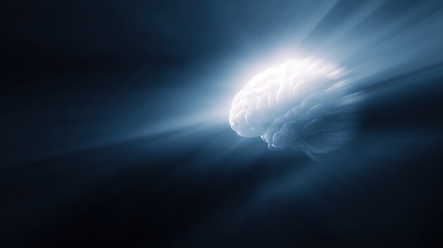 Success mindset concept bright brain glow