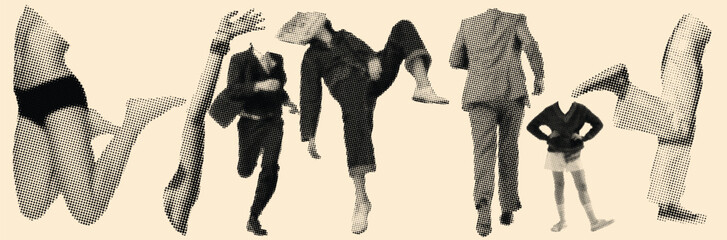 Haftoon Effect Human Motion Halftone Illustration