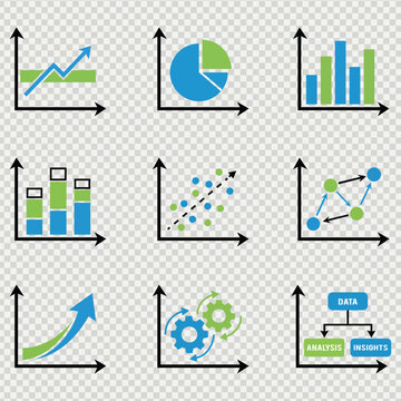 Infographic elements graphs charts diagrams isolated on transparent background for business presentation