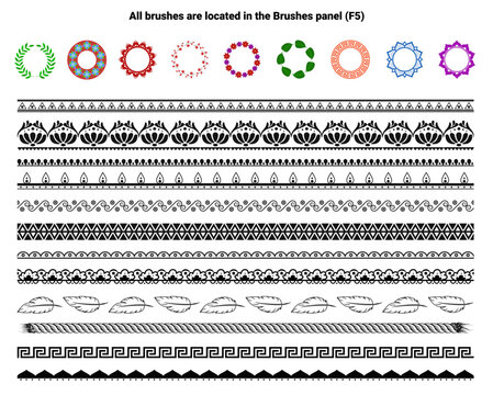 Pattern Vector Brushes for Adobe Illustrator, Mandala and Decorative Design Brushes
