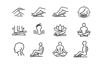 Pressure angle silhouette icons ergonomics vector comfort leg desk focus icon zone