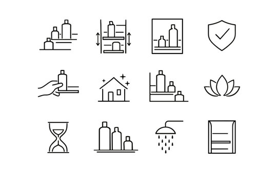 Quiet intentional clutter reduced vector organization visual shower icon mindset culture minimalist