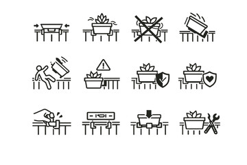 Minimalist correction vector loose fall balcony icons calm wobbling awareness planter logic
