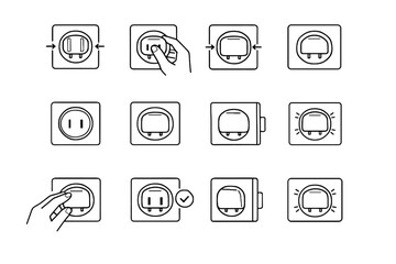 Focus child safety vector installation logic correct cover plug precision icon outlet