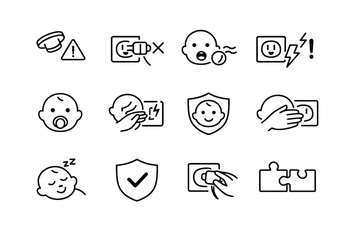 Icon partially child safety removed vector plug logic loose prevention cue calm