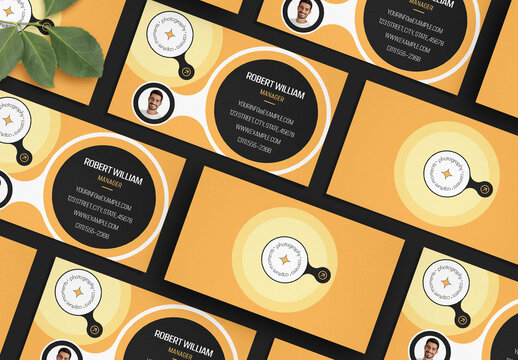 Creative Business Card Layout with Orange Accents