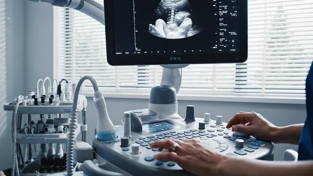 Pregnant woman during ultrasound scan
