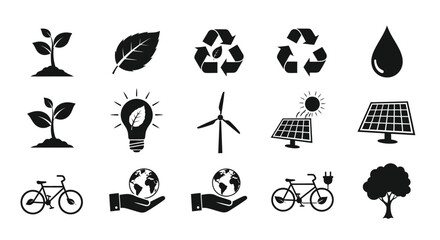 Fototapeta premium Eco friendly icons representing sustainable living and renewable energy