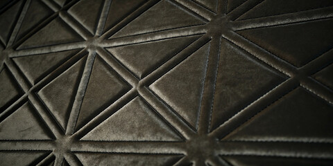 Obraz premium Modern Dark Green Velvet Textile with Elegant Triangular Geometric Quilted Surface Texture for Sophisticated Home Decor