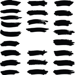 Obraz premium Mega collection of black ink brush strokes and artistic grunge paint textures on white background