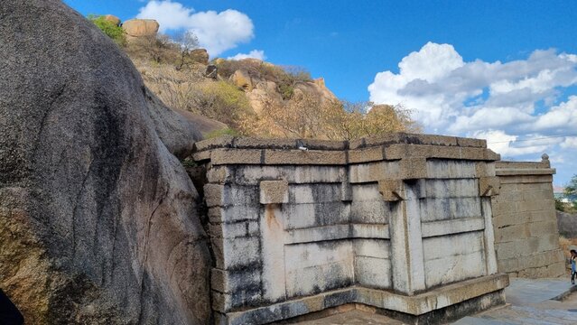 Ancient Chitradurga Fort Architecture on Rocky Hills Under Blue Sky