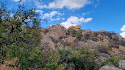 Ancient Chitradurga Fort Architecture on Rocky Hills Under Blue Sky
