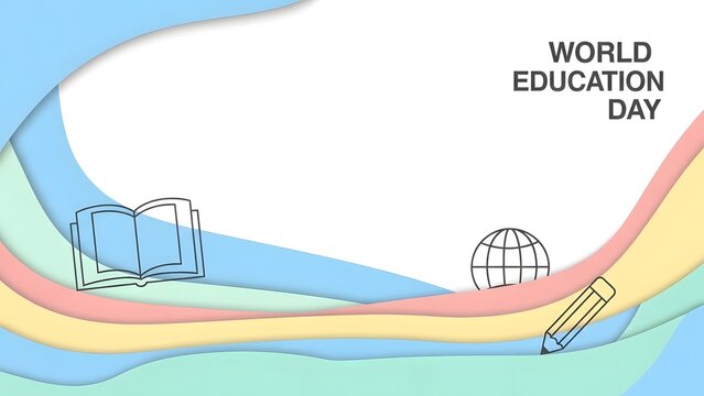 Scholarly Pencil Mascot Between Colorful Book Stacks &mdash; Education Cartoon Illustration