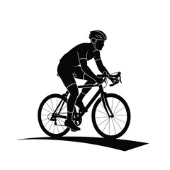 Obraz premium Man Riding Bicycle Silhouette Vector