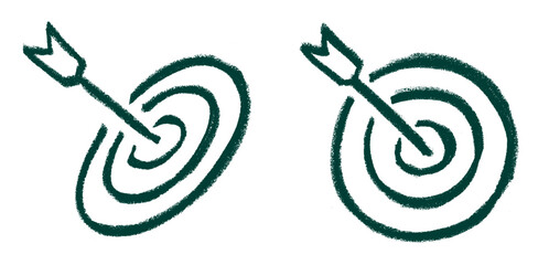 Darts Target Arrow Symbol Crayon Chalk Drawing Doodle Vector Set