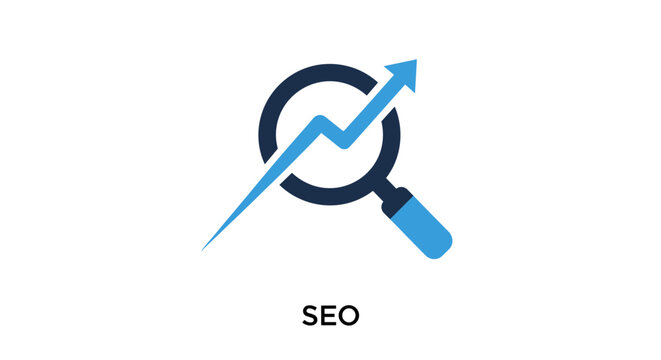 SEO Icon &ndash; Magnifying Glass with Upward Growth Arrow