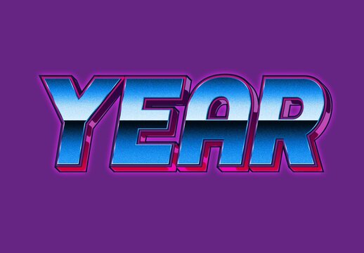 Blue And Pink Futuristic Retro 80s Chrome Text Effect