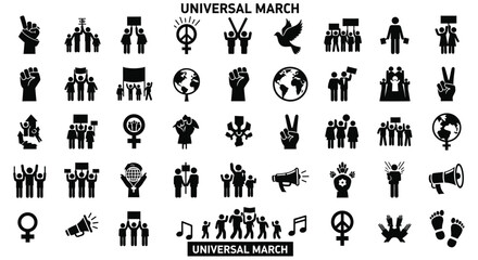 Universal march protest icons collection © Shovon