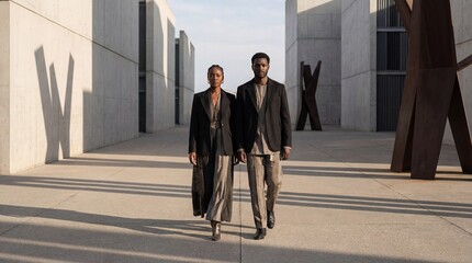 Afro Chic African Couple Walking Through Modern City