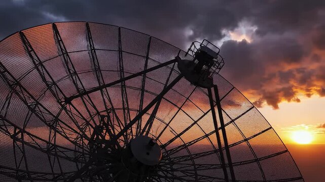 Satellite dish at sunset