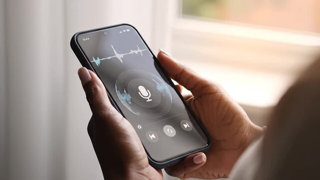 Person using voice assistant on smartphone
