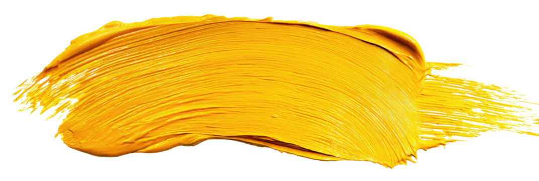 Bright yellow paint stroke on black background