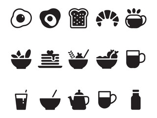 Obraz premium Healthy Breakfast Icons Set Nutrition Food Vector