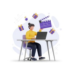 Person sitting at desk with laptop and gifts celebrating a special occasion