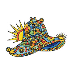 Naklejka premium Colorful Baseball Cap with Geometric Patterns.