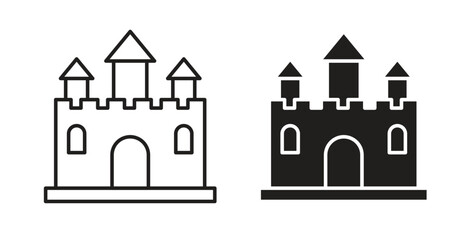 Castle icon vector Illustration and outline Icons. vector silhouette. © Thadeu