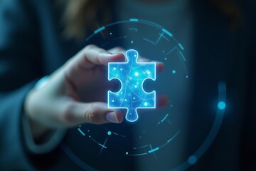 Glimpse at a Stunning Hand with the Last Holographic Piece in an AI-Enhanced Tangram Puzzle