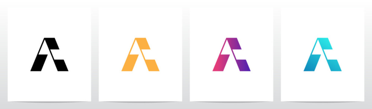 Rectangular Shape Connected by Lines Letter Initial Logo Design A