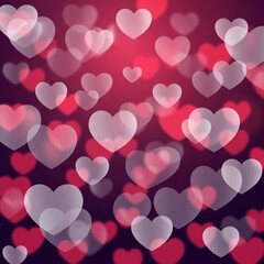 A beautiful background of pink and red hearts in various sizes
