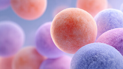 A close-up view of colorful cells in a scientific environment