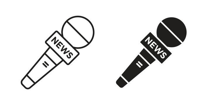 News microphone icon vector Illustration and outline Icons. vector silhouette.