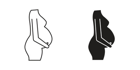 Pregnant woman icon vector Illustration and outline Icons. vector silhouette.