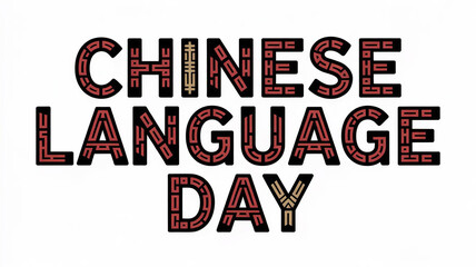 Obraz premium Decorative Text Design for Chinese Language Day Featuring Stylized Red and Black Letters