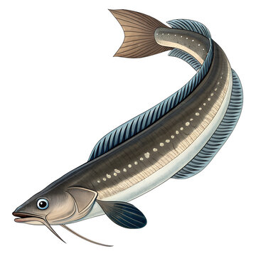 Stylized illustration of a freshwater burbot fish.
